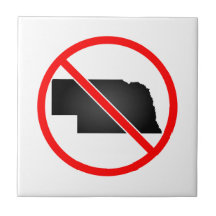 Nebraska Cross Out Symbol Ceramic Tiles