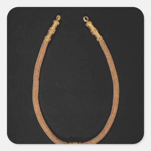 Necklace with a human-headed pendant square stickers