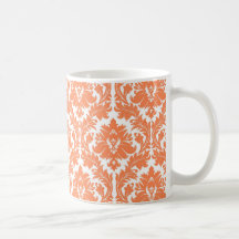 Nectarine Orange Damask Mugs