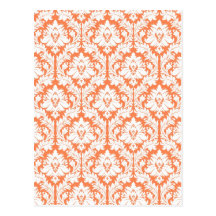 Nectarine Orange Damask Postcards