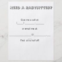 Need a BabySitter? Flyers
