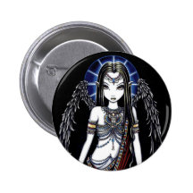 "Nefertari" Egyptian Angel Bastet Pinkback Button