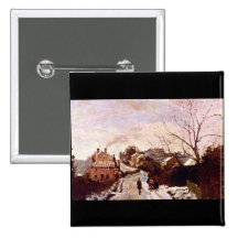 Neige a Lower Norwood by Camille Pissarro Pinback Button