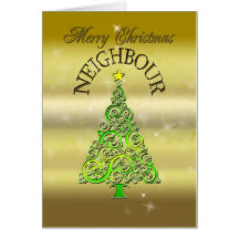 Neighbour, a gold effect Christmas card