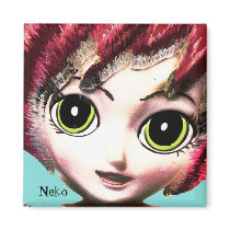Neko Girl 1, Colourful Fantasy Art, Magnet