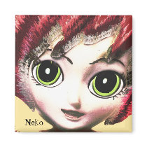 Neko Girl 2, Colourful Fantasy Art, Magnet