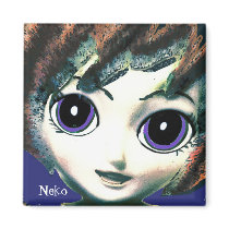 Neko Girl Blue, Colourful Fantasy Art, Magnet