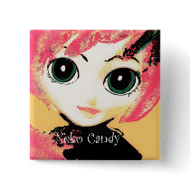 Neko Girl, Candy, pin button brooch (jewelry)