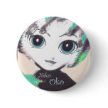 Neko Girl, Oko, round button (pin brooch) template
