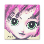 Neko Girl Pink, Colourful Fantasy Art, Magnet
