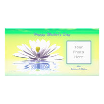 Nénuphar de blanc du jour de mère cartes de vœux avec photo