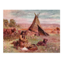 Neolithic Homestead Antique Print Post Cards