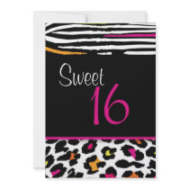 Neon Animal Print Sweet 16 Invitation