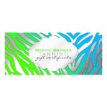Neon Blue & Green Zebra Print Gift Certificates Personalized Invite