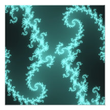 Neon Blue Hypnotic Fractal  Swirls Photographic Print