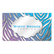 Neon Blue & Purple Zebra Print Tanning/Salon Business Card Template