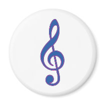 Neon Blue Treble Clef Refrigerator Magnet