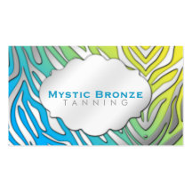 Neon Blue & Yellow Zebra Business Coupon Cards Business Cards