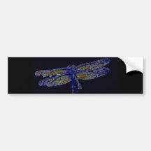 Neon Dragonfly Bumper Sticker