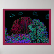 Neon Glow: Devils Tower with Glowing Edges Posters