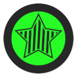 Neon Green and Black Star Round Sticker