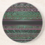 Neon Green & Black Stripes Beverage Coaster