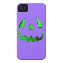 Neon Green Glow Jack O'Lantern Face iPhone 4 Case