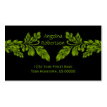 Neon Green Leaf Swirls Business Card