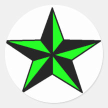 Neon Green Nautical Star Sticker Round