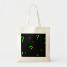 Neon Green Question Mark Tote Bags