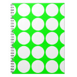 Neon Green w/ Large White Polka Dots Spiral Notebook