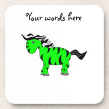Neon green zebra beverage coaster