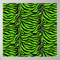 Neon Green Zebra Skin Texture Background Posters