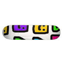 Neon Happy Shapes Skate Board