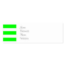 Neon Lime Green and White Stripes Pattern Novelty Business Card Template