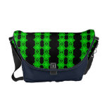 Neon look green pop art flowers over black . commuter bags