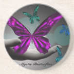 Neon Mystic Butterflies Beverage Coaster