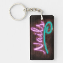 Neon Nails Sign Acrylic Key Chain