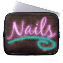 Neon Nails Sign Computer Sleeve