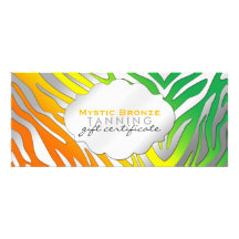 Neon Orange & Green Zebra Print Gift Certificates Custom Announcements