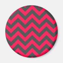 Neon Pink and Grey Chevron Pattern Fridge Magnet