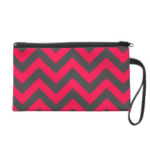 Neon Pink and Grey Chevron Pattern Wristlets