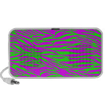 Neon Pink on Green Zebra Print Mp3 Speakers