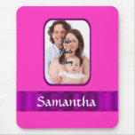 Neon pink photo background mouse pads