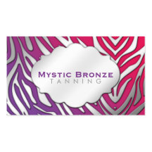 Neon Purple & Pink Zebra Print Tanning/Salon Business Card Template