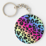 Neon Rainbow Leopard Pattern Print Keychains
