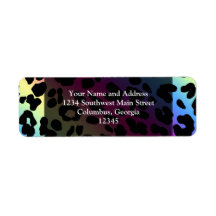 Neon Rainbow Leopard Pattern Print Return Address Label