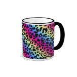 Neon Rainbow Leopard Pattern Print Mug