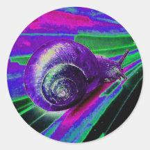 neon snail round stickers