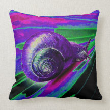 neon snail throw pillow
